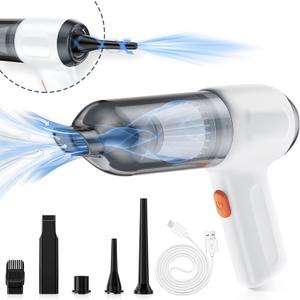 Fanisic Mini Vacuum, Cordless Handheld Car Vacuum Cleaner Rechargeable, 8000PA Strong Suction, 3 in1 Dust Buster & Air Blower & Hand Pump, Dry Use for Car, Keyboard, Inflate/Deflate Swim Ring (White)