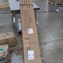 SmartStandard 60 x 84 inch White Sliding MDF Barn Door with 10FT Black Sliding Door Hardware Kit & Handle, Pre-Drilled Ready to Assemble, Waterproof PVC Coating, H-Frame