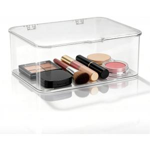 Plastic Box with Lid, Clear Storage Bins Containers Large Stackable Pencil Box Drawer Organizer Containers 8.9 X 6.5 X 3.9in for Organizing Art Craft, Sewing, Makeup, Nail Supplies