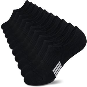 Amutost No Show Socks Womens Athletic Cushion Ankle Footies Low Cut 5-6 Pairs (Black, L)