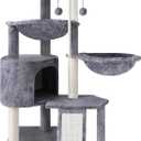 Xin Three Layer Cat Tree with Cat Condo and Two Hammocks,Grey (37.4", 37.4" Grey)