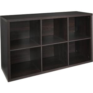 ClosetMaid 6 Cube Storage Shelf Organizer Bookshelf with Back Panel, Easy Assembly, Wood, Black Walnut