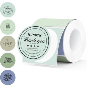 MUNBYN 2 Inch Circle Thermal Labels, Multicolor Thermal Label Stickers for Custom Logo, Candle, 150 Sheets/1 Roll (Morandi Summer)