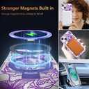XIZYO Magnetic for iPhone 13 Case Floral Flower Cute [Compatible with MagSafe] Magnetic Ring Stand Clear Rose Women Girly Kickstand Shookproof Case 6.1 Inch-Purple