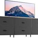 Huuger 63 Inch Long Dresser for Bedroom, Wide TV Stand for 55, 65, 70 Inch TV, 6 Drawer Dresser for Closet with Fabric Drawers, Storage Organizer for Bedroom, Entryway, Black