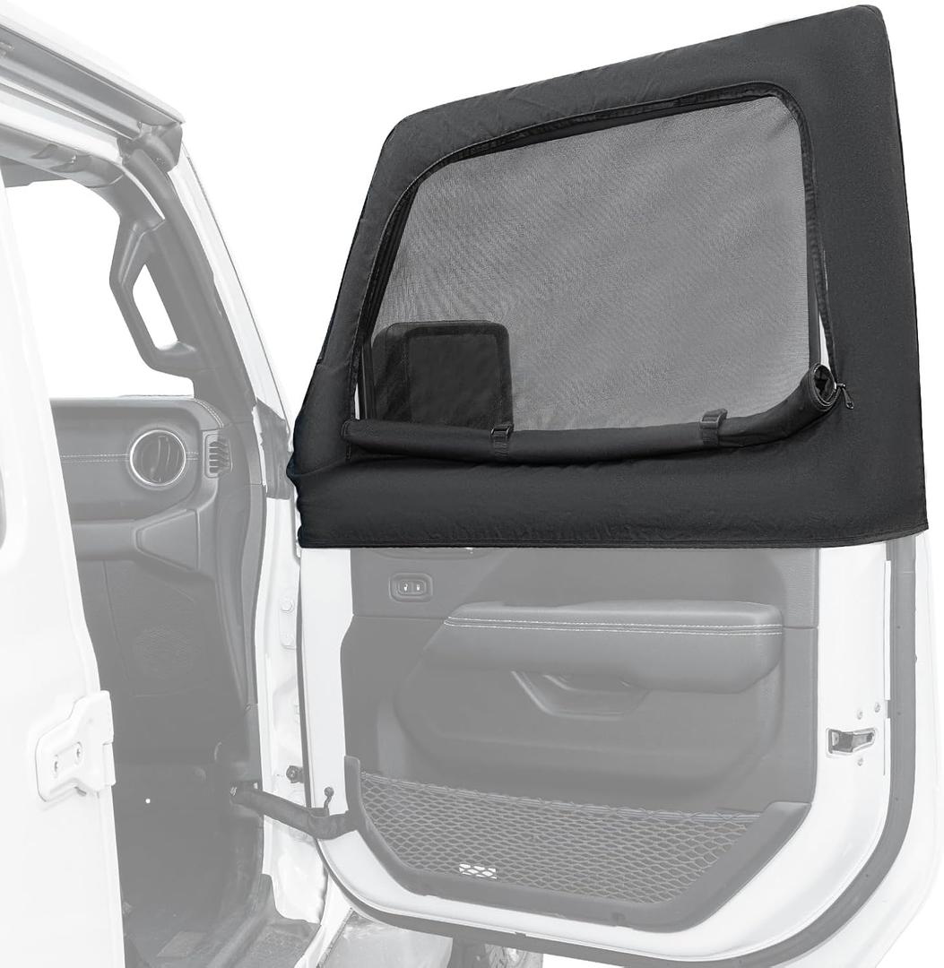 JOYTUTUS Front Wrangler Side Window Sun Shade Camping Window Insect Screen Compatible with Wrangler JK JL Gladiator JT 2007-2026, Car Window Covers for Privacy Blackout 2 Pcs
