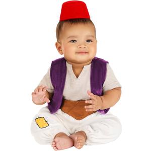 Infant Disney Aladdin Halloween Costume | Aladdin Complete Outfit with Shirt, Vest, Pants & Hat for Baby Dress-Up (6/9 Months)