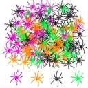 JIALWEN 120 Pieces Halloween Realistic Plastic Spiders 4 Colors Small Spider Toys Black Fake Spiders Prank Props for Halloween Home and Party Decorations