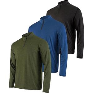 REALESSENTIALS 2 Pack: Men's Dry-Fit Active Quarter Zip Long Sleeve Athletic Performance Pullover  XL