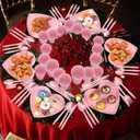 SiliFine 60 Pcs Valentines Day Party Supplies Bulk Serves 10 Plastic Dinnerware Set Disposable Plates Napkins Cups Spoons Forks Knives for Valentine's Party Decorations (Pink)