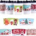 Christmas Coffee Cup Sleeves 120 Count Hot Chocolate Cocoa Paper Cup Sleeves, Double-Layer Protective Heat Cold Drinks Insulated for Tea Cold Beverage Fits 12 oz to 20 oz Cups