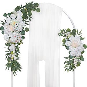 Lisuun Wedding Arch Flowers, Artificial Flowers for Decoration, Large Flower Swag for Boho Styles Wedding Ceremony Floral Decor - Pack of 2