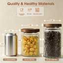 24 OZ Airtight Glass Storage Jar with Bamboo Lid - Vintage Glass Jar Vintage Food Containers Canisters Set for Kitchen Counter & Pantry - Ideal for Sugar, Flour, Coffee, Tea, Candy, Oats -6 Pack