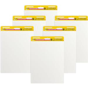 Post-it Super Sticky Easel Pad, 25 x 30 Inches, 30 Sheets/Pad, 6 Pads, Large White Premium Self Stick Flip Chart Paper, Super Sticking Power (559VAD6PK)