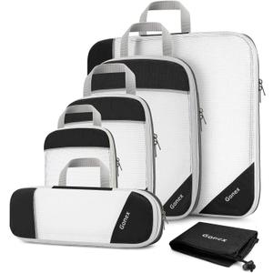 Compression Packing Cubes, Gonex Extensible Storage Mesh Bags Organizers (Set of 6, 6-Black)