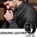 Magnetic Leather Bands Compatible with Apple Watch 42mm(Series 10/11) 41mm 40mm 38mm for Men Women, Genuine Leather with Magnetic Buckle for iWatch Series SE11/10/9/8/7/6/5/4/3/2/1