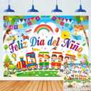 Feliz Dia Del Nio Backdrop Colorful Mexican Children's Day Photography Background Kids Student School Classroom Mexico Children's Day Party Decorations Banner Photo Props (7x5FT)