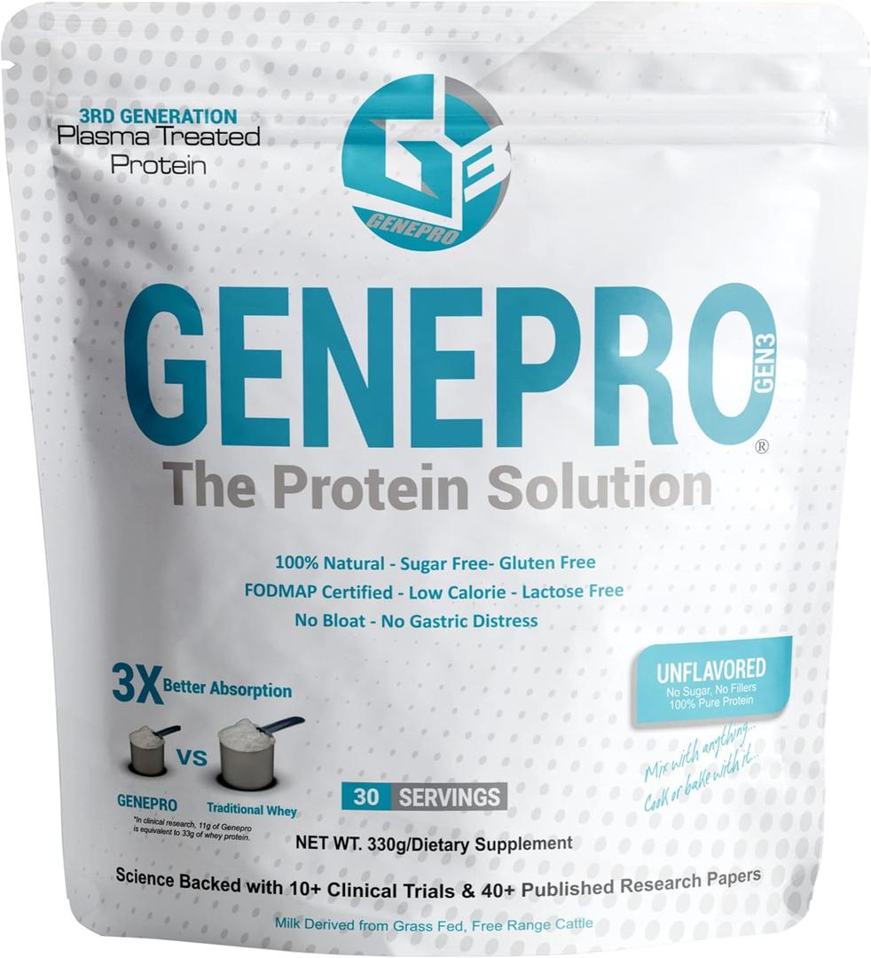 Unflavored Protein Powder - New Formula - Lactose-Free, Gluten-Free, & Non-GMO Whey Isolate Supplement Shake (3rd Generation, 30 Servings)