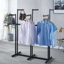 Floor Standing Metal Garment Rack - Heavy Retail Display Racks With Wheels, 6 Arms Clothing Rack, Square Tubing Portable Shirt Racks, Merchandise Display For Hanging Clothes (Black)