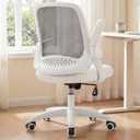 NEO CHAIR Office Desk Gaming Ergonomic Computer Chair with Lumbar Back Support Adjustable Height Swivel Rolling Wheels Flip-up Arms Mesh Chair for Home Vanity (Ivory)
