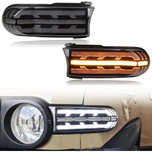 Smoke Lens Switchback White/Amber LED Front Headlight Compatible with Toyota FJ Cruiser 2007-2021 Accessories Function As Daytime Running Lamp and Turn Signal Light 2 in 2