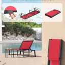 Aluminum Chaise Lounge Chair Outdoor, Foldable& No Assembly Patio Pool Lounge Chairs 5-Position Recliner for Outside, Fully Grounded Legs Sun Lounger for Poolside, Red