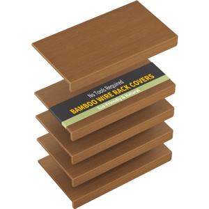 Bamboo Wire Shelf Covers for 30" x 16" Racks, Snap-On Modular Removable Wire Rack Cover for Pantry & Kitchen, Set of 5, Walnut