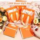 Yeaqee 50 Pcs Mini Metallic Paper Gift Bags with Handles 4x2.75x4.5'' Tiny Small Gift Bags with Thank You Tag for Wedding Graduation Birthday Party Return Gifts Jewelry Business (Orange,Gold)