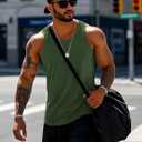 MAGCOMSEN Mens Workout Tank Tops Muscle Athletic Gym Cotton Undershirt Sleeveless Shirts (Green, XL)