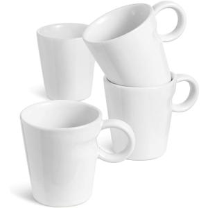 LE TAUCI 5 oz Espresso Mugs, Ceramic Small Stackable Coffee Cups, Designed for Double Shots of Espresso, Lungo and Tea, Perfect for Coffee Machine and Maker, Set of 4, White (5 Fluid Ounces)