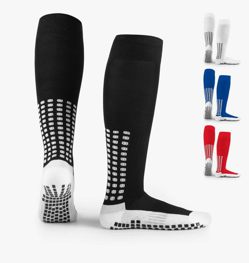 LUX Anti Slip Soccer Knee Socks,Non Slip Football/Basketball/Hockey Sports Grip Socks