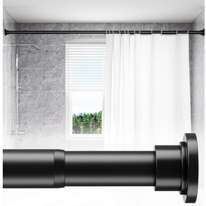 ALLZONE Adjustable Tension Curtain Rod, 42 to 78 Inches, Spring Loaded Curtain Rods No Drilling, Renter Friendly Tension Rod for Windows, Shower, Closet, No Drill, NonSlip, Black