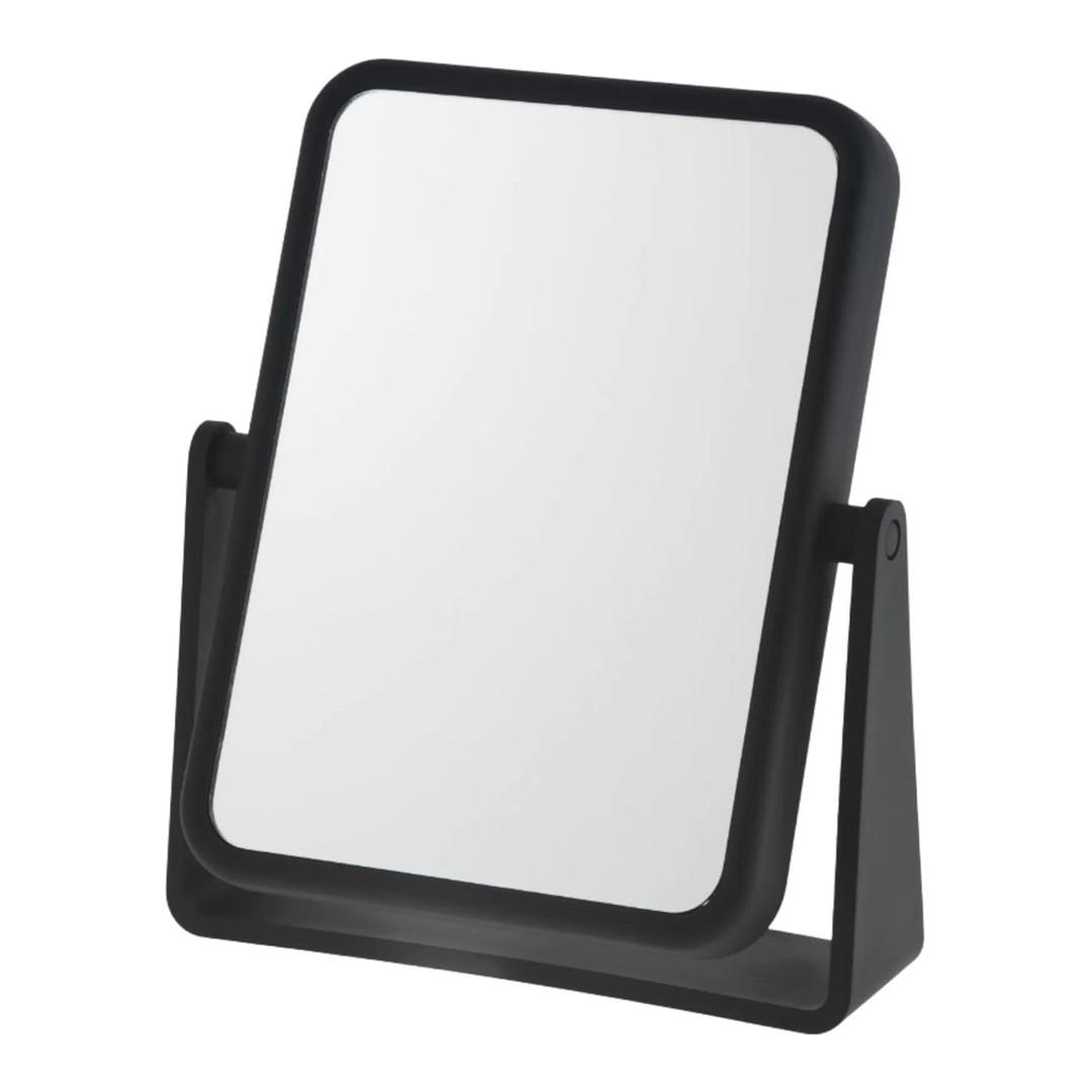 Danielle Creations 6.75-Inch Magnifying Vanity Makeup Mirror Rectangular Soft Touch Finish with 7X Magnification and 360 Swivel, Black