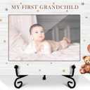 My First Grandchild Picture Frame, Grandkids Grandma Grandpa Gifts Grandparents Gifts, Wooden Photo Frame With Iron Stand, Tabletop Decor -13, 8 inches x 5.7 inches