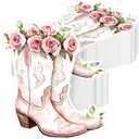 Janlaugh 100 Pcs Pink Western Cowgirl Spring Floral Napkins Paper Pink Boot Floral Party Decorations Paper Guest Towel Disposable Hand Towels for Bridal Shower Wedding Table Decor Party Supplies