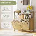 32 Gal Bamboo Tilt Out Laundry Hamper Cabinet with 2 Bag, Natural