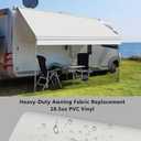 RV Awning Fabric Replacement, Upgraded 18.5oz Vinyl Camper Awning Replacement, Universal Outdoor Canopy for Electric and Manual RV Awning (20'(Fabric 19'2"), White)