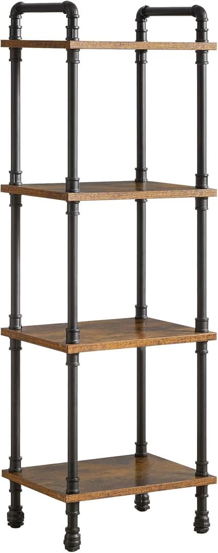 IBUYKE Industrial Pipe Ladder Shelf,4-Tier Vintage Style Book Shelf,Free Standing Units,Display Rack and Storage Organizer for Living Room,Bedroom,Kitchen,Rustic Brown UTMJ404H