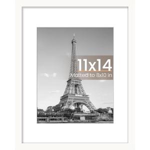 Upsimples 11x14 Picture Frame, Display Pictures 8x10 with Mat or 11x14 Without Mat, Wall Hanging Photo Frame, White, 1 Pack
