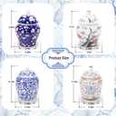 Set of 4 Small Blue and White Chinoiserie Porcelain Vases - Ginger Jars for Home Decor, Bedroom, Living Room, Console Table Top Decor - Table Accent Shelf (Vibrant)