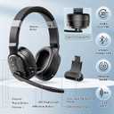 COSMUSIS Trucker Bluetooth Headset, Wireless Headsets with Noise Cancelling Microphone, Long Battery Life Bluetooth Headphones with Detachable Earpad/Single+Dual Mode for Office/Driving/Home