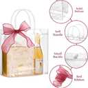 Jutieuo 24 PCS Clear Gift Bags with Handles, 7.9 x 7.9 x 3.2 Inches Reusable Plastic Goodie Bag Transparent Party Favor Bags Bulk for Weddings Birthdays Events, Classrooms & Celebrations