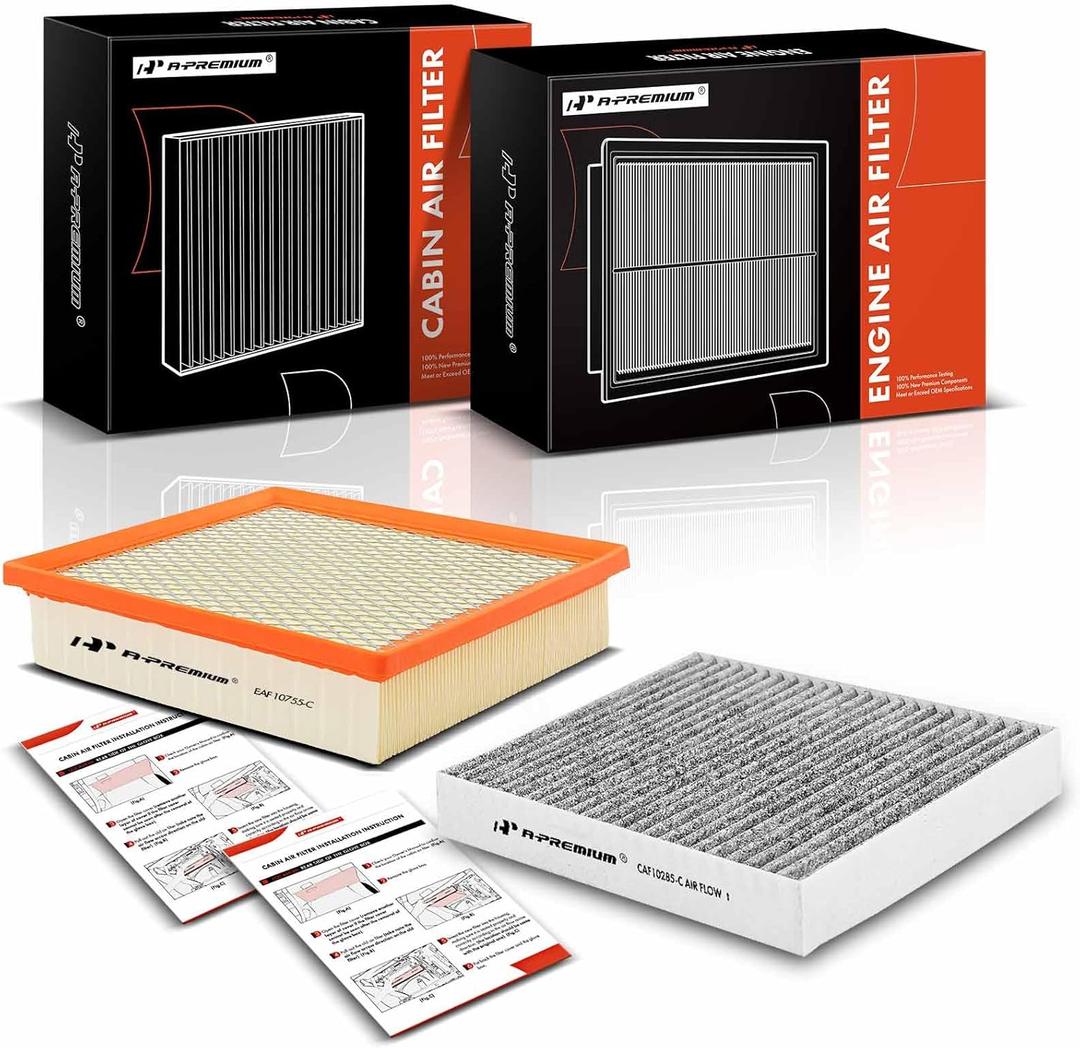 A-Premium 2-PC Engine & Cabin Air Filter with Activated Carbon Compatible with Toyota Camry 2012-2017, Highlander 2014-2018, Sienna 2011-2020, Avalon 2013-2018 & Lexus RX350, NX200t, NX300, ES350