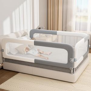 Bed Rail for Toddlers with U-Shaped Base: Safety & Foldable - Stable Protective Bed Side Rails - 78.74 x 78.74 x 74.8 Designed for for King Size Bed