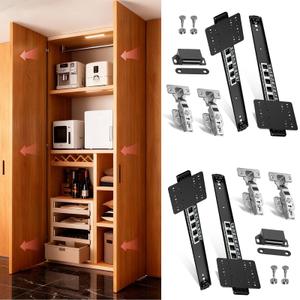 Mdkave 18inch Pocket Door Slides with Hinges,Pocket Cabinet Door Hardware Kit,Space Saving Sliding System for Cabinets (18inch,2Set)