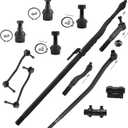 12pcs Front Steering Kit Upper and Lower Ball Joint Outer and Inner Tie Rod End Sway bar Link Adjusting Sleeve and Drag Link for 4WD Ford Excursion F-250 F-350 Super Duty 2000-2005
