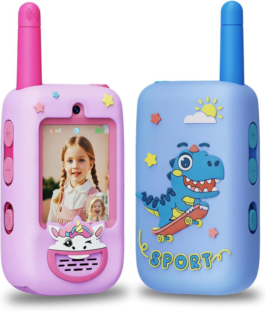 Video Walkie Talkies for Kids, 2 Pack with HD Camera, Long Range Two Way Radio with 4 Voice Effects, Christmas Birthday Gifts for Boys and Girls 3 4 5 6 7 8 9 Year Olds