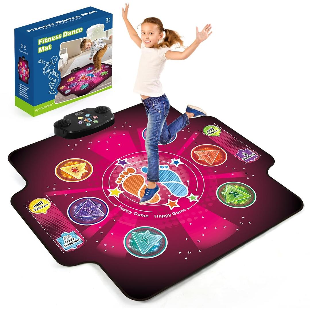 Electronic Dance mat for kids,Upgraded Light-up 6-Button Dancing Pad,Wireless Bluetooth toys,Birthday Christmax Musical Gifts for boys girls,Built-in Music Playmat,Ages 3 4 5 7 8 9 10 11 12+ Year Old