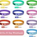 60 Pieces Pi Day Wristbands Pi Day Party Favors Math Pi Silicone Bracelets 3.14 Symbol Silicone Wristbands for Student Teacher Classroom Rewards Math Lover Gift,10 Colors