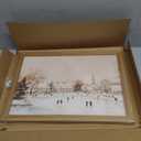 Vintage Winter Wall Art, Christmas Village Landscape Canvas Wall Decor Painting, White Christmas Rustic Town Artwork Prints Pictures for Living Room Bedroom Holiday Decoration Wood Framed 12x16 Inch